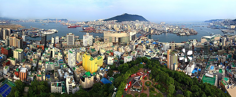 韩国釜山港全景鸟瞰图片素材