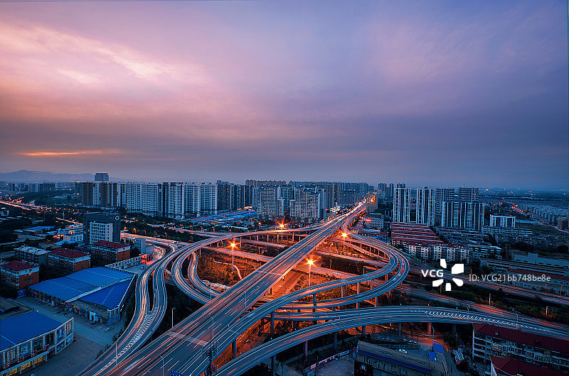 石家庄立交入夜图片素材