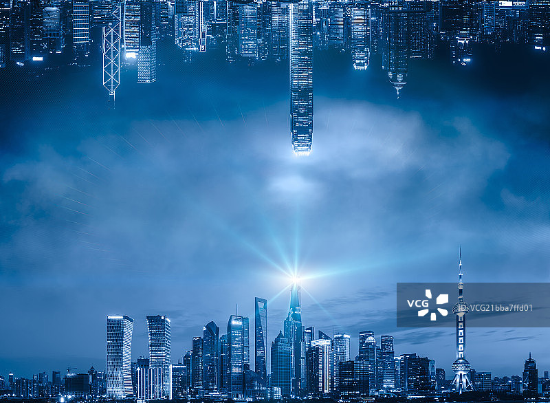 上海陆家嘴和香港地标建筑对比图片素材