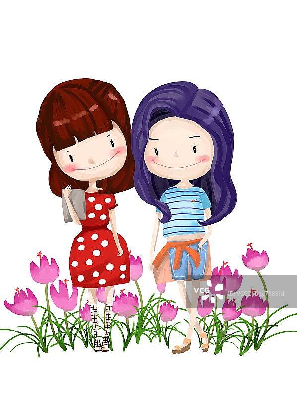 花丛女孩图片素材