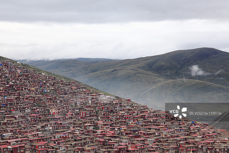 四川省色达五明佛学院建筑图片素材