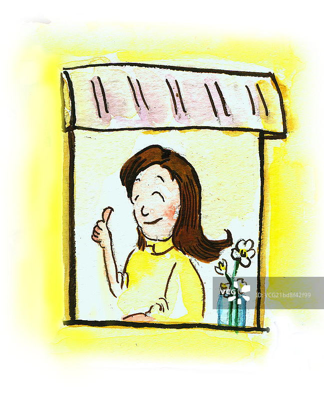 Tilt thumb girl图片素材