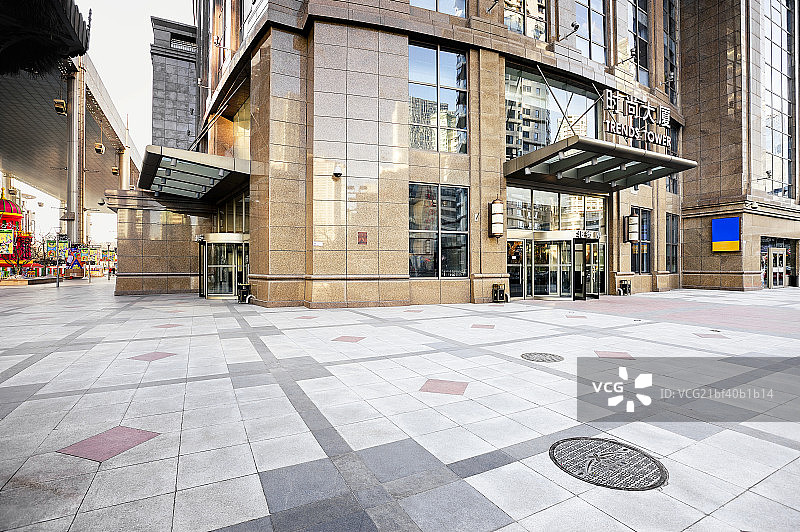 北京CBD世贸天阶办公大楼酒店门前广场街道图片素材