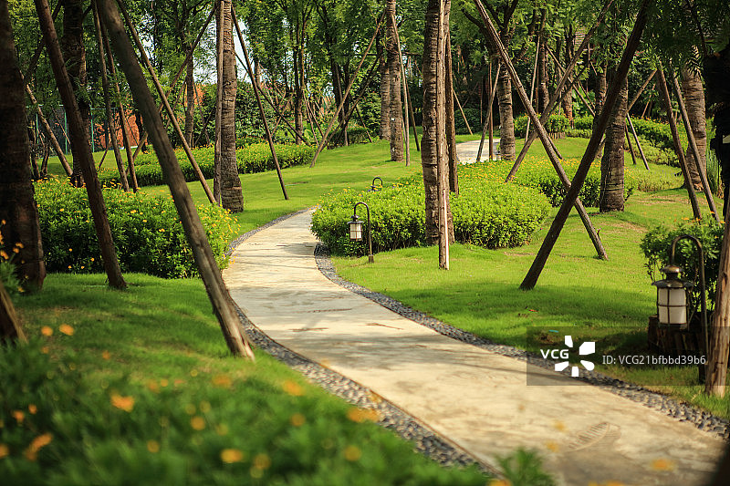 小区园林小路图片素材