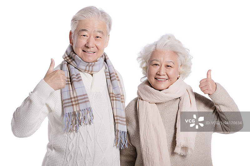 打手势的老年夫妇图片素材