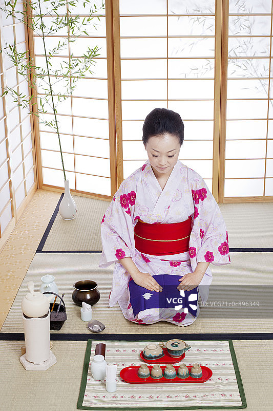成年女子茶艺表演图片素材