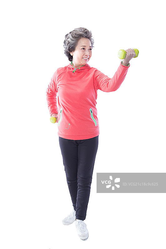 手拿哑铃的老人图片素材