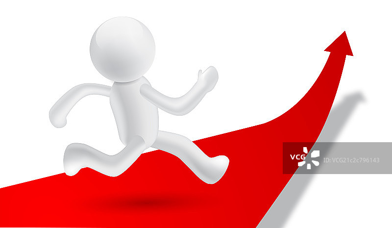 3D商务小人在奔向成功图片素材