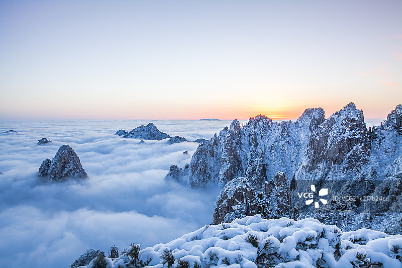 黄山日出云海图片素材