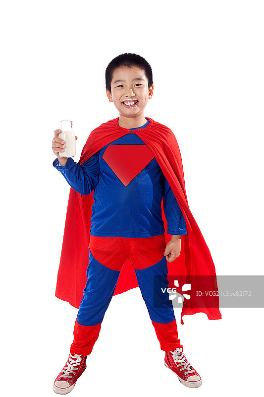 小男孩扮超人图片素材