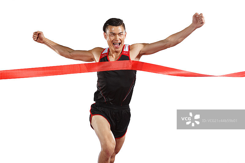 田径运动员抵达终点线图片素材