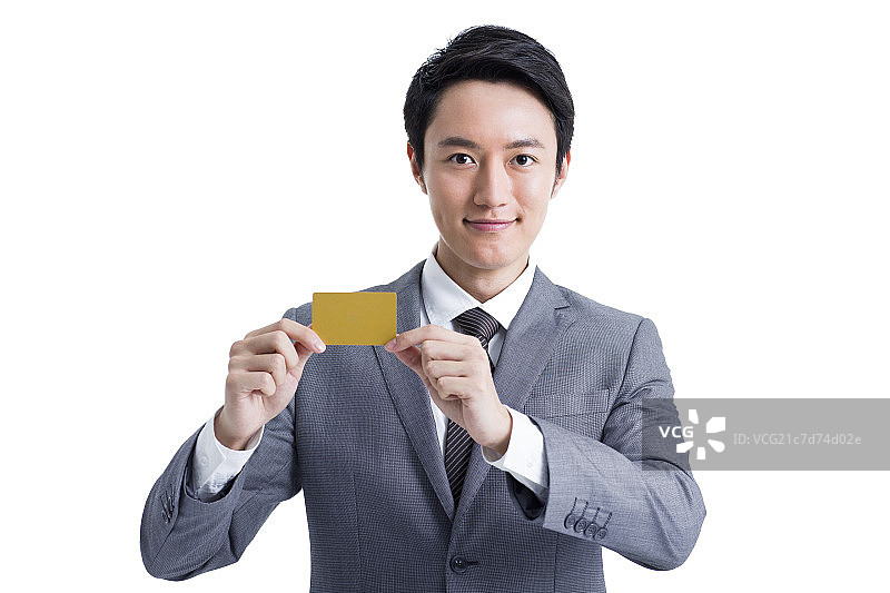 商务男士展示银行卡图片素材