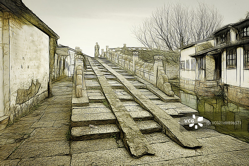 鲁迅故乡的八字桥图片素材