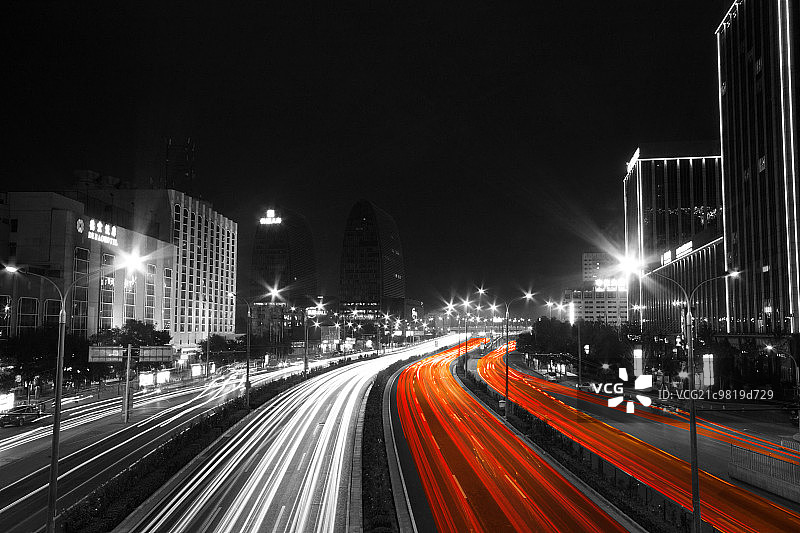 北京城市夜景车流图片素材