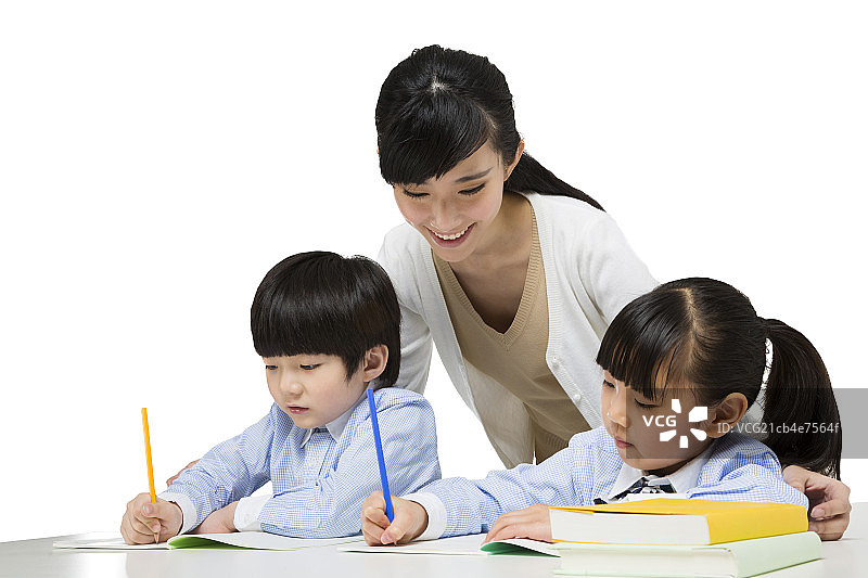 女老师和小朋友图片素材