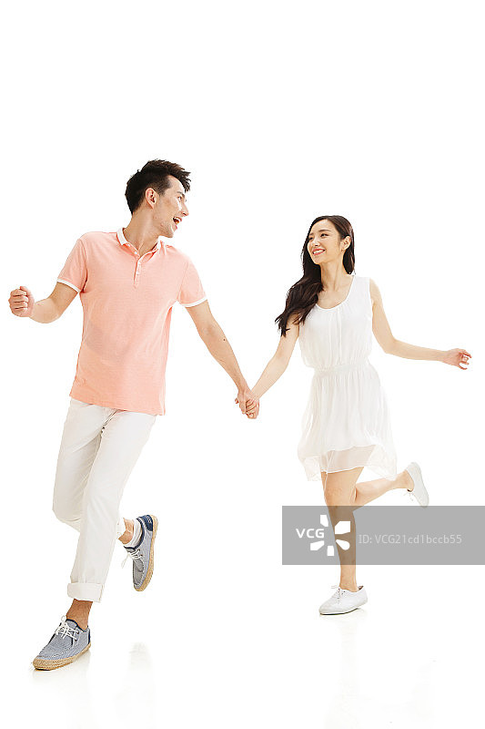 奔跑的青年情侣图片素材