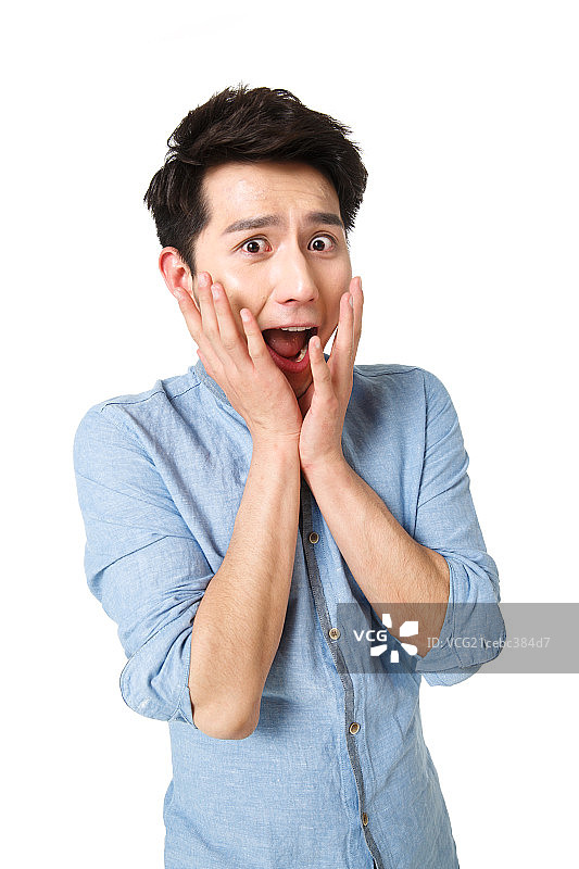 面部惊奇的青年男人图片素材