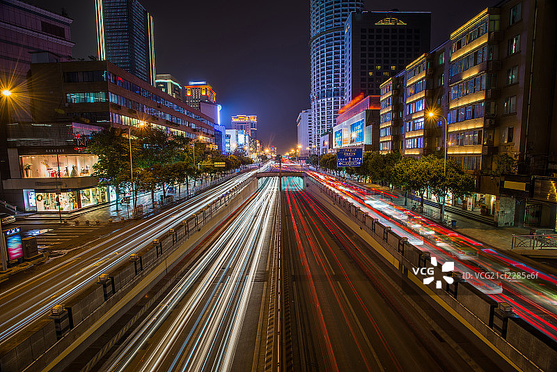 成都蜀都大道建筑夜景图片素材