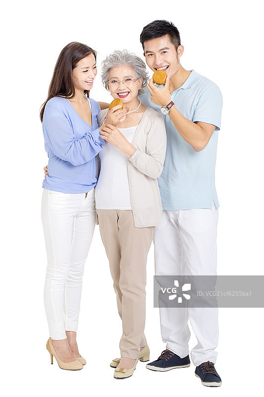 儿女陪母亲过中秋图片素材