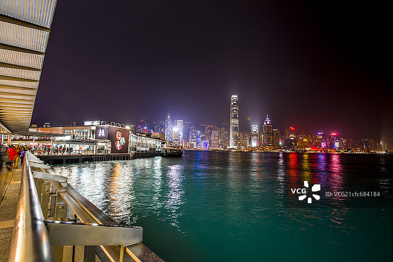香港维多利亚港及中环繁华城市景色图片素材
