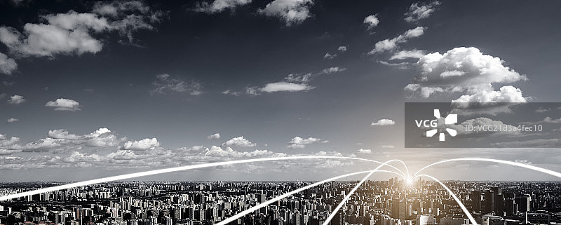 科技互联概念的北京城市全景图片素材