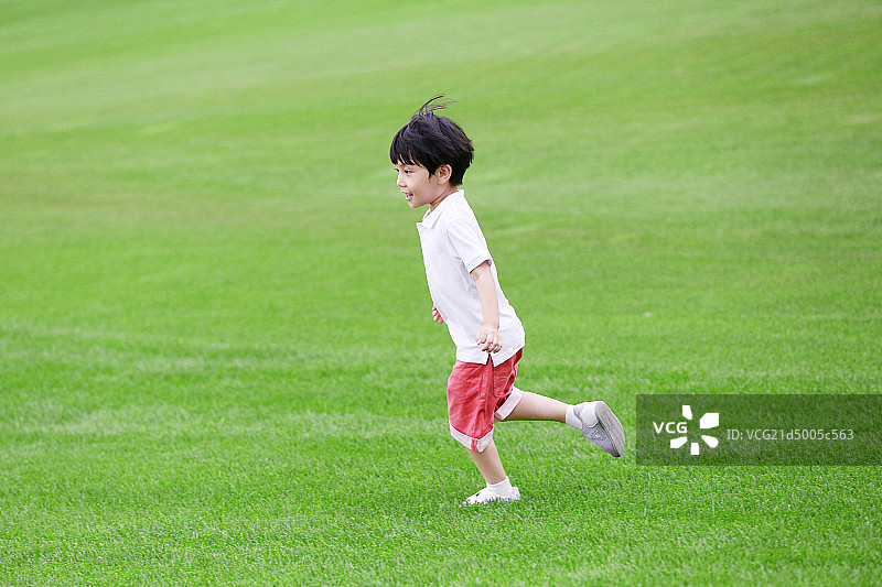 快乐儿童在草地上玩耍图片素材