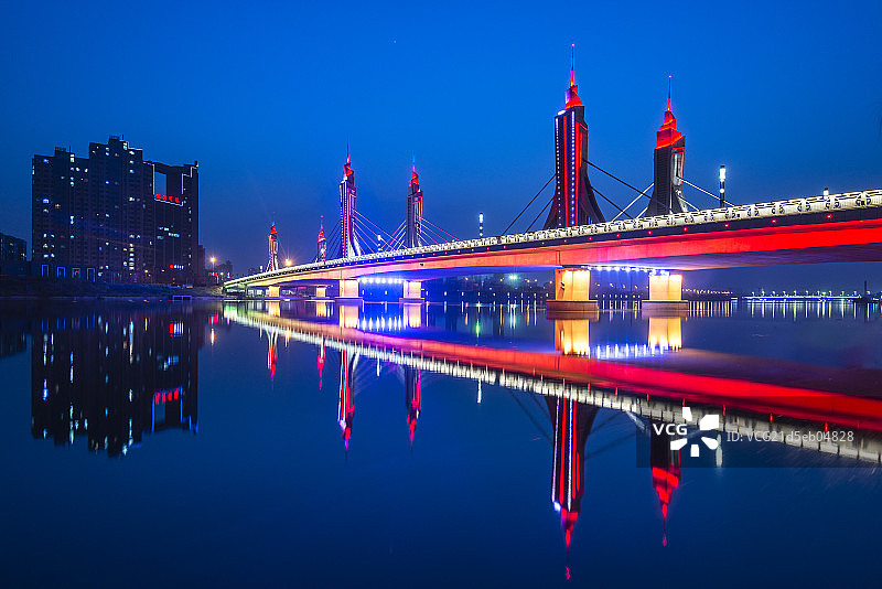 玉带河桥落日图片素材