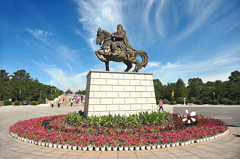 内蒙古的成吉思汗雕像图片素材