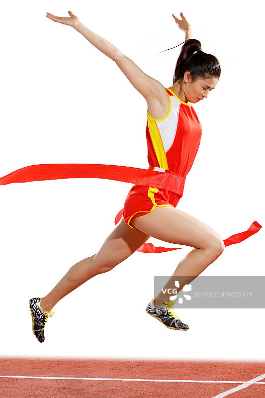 田径运动员抵达终点线图片素材