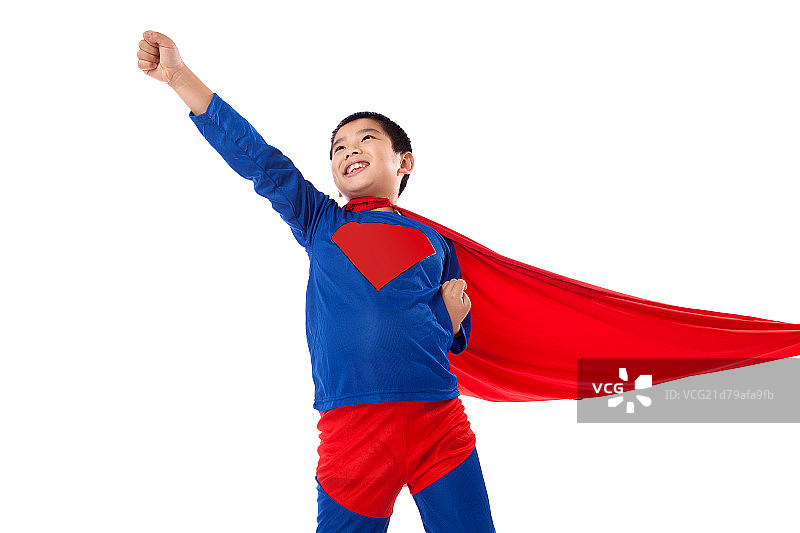 小男孩扮超人图片素材