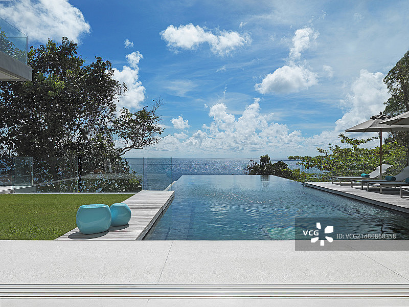 露台和游泳池图片素材