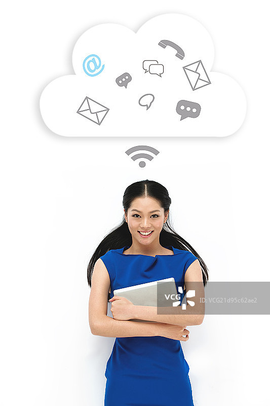 商务女人拿着平板电脑图片素材