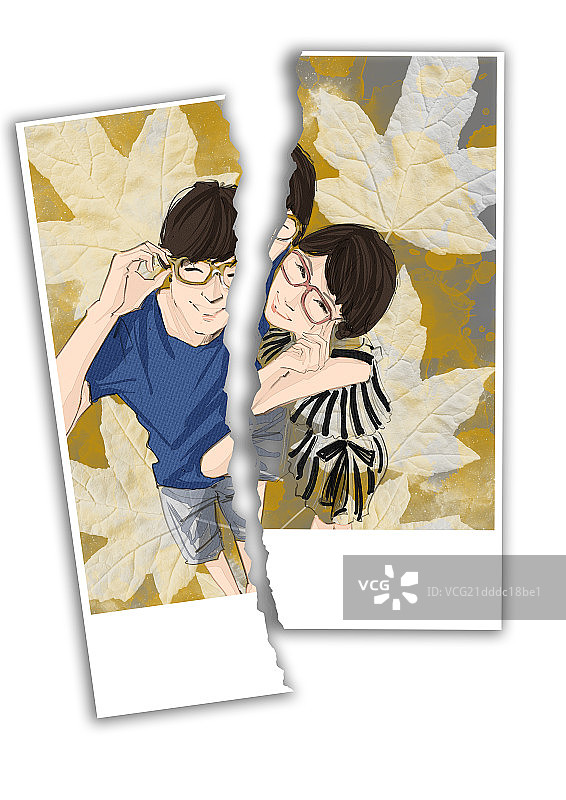 被撕碎的照片插画图片素材