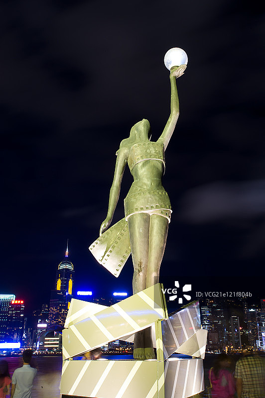 香港维多利亚港电影小金人图片素材