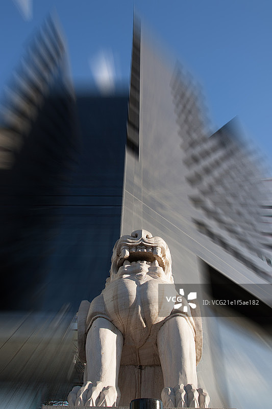 金融区石狮子，貔貅图片素材