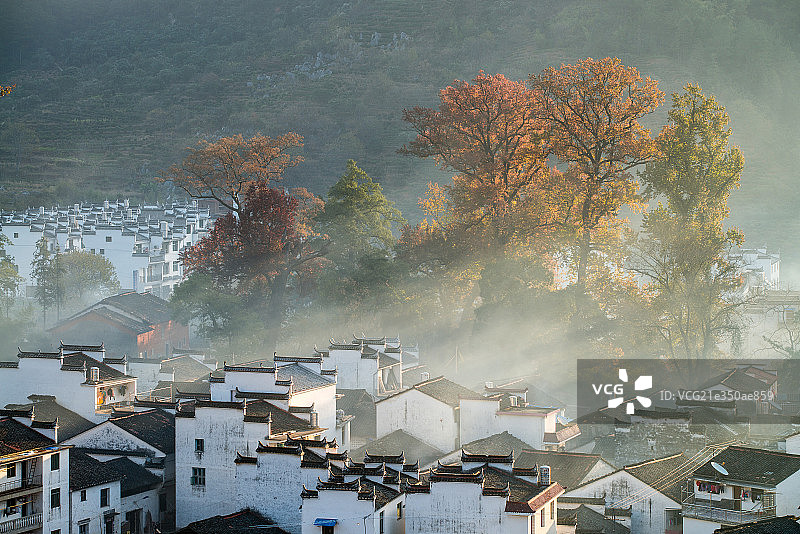 江西婺源石城村日出风光图片素材