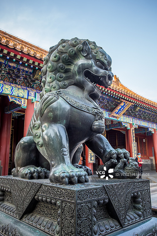 中国古典建筑石狮子风光图片素材