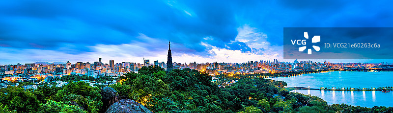 杭州西湖全景图片素材