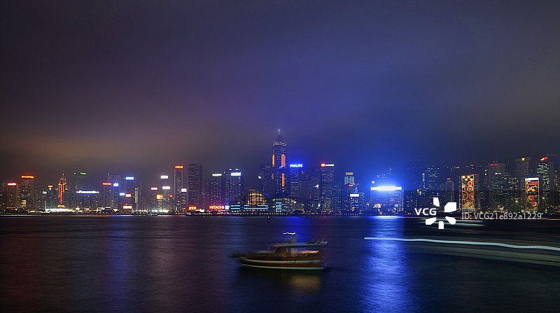 香港维多利亚湾夜景图片素材