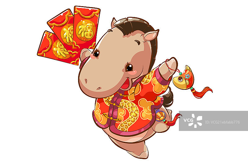 马年插画，红包图片素材
