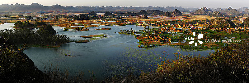 云南丘北县普者黑景区全景图片素材