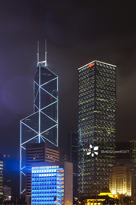 香港维多利亚湾夜景图片素材