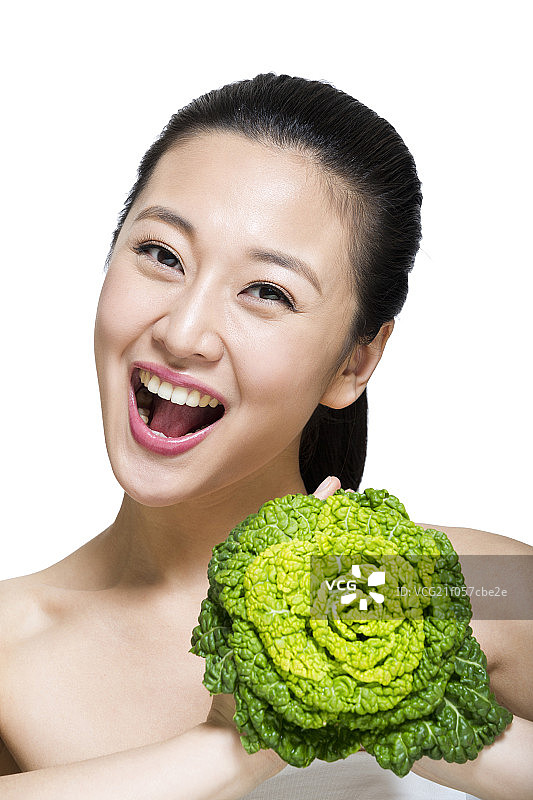 棚拍年轻女人的面部表情图片素材