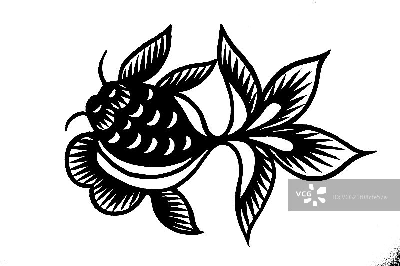金鱼剪纸图片素材