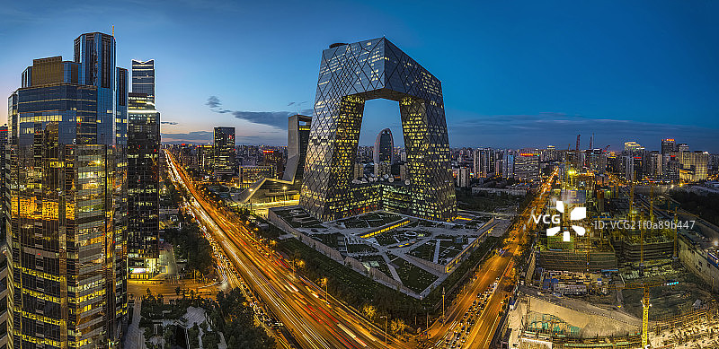 北京国贸CBD夜景俯瞰图片素材