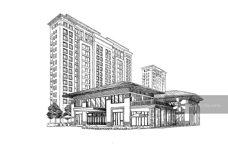 建筑素描图片素材