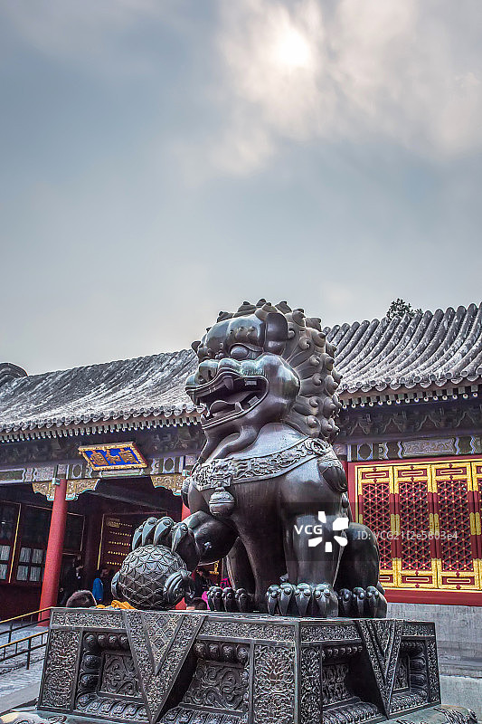 中国古典建筑石狮子风光图片素材