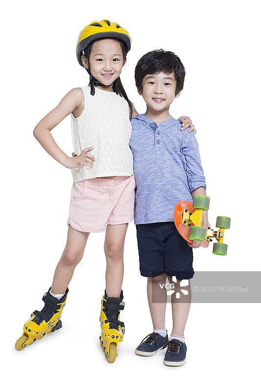 快乐的姐弟俩图片素材