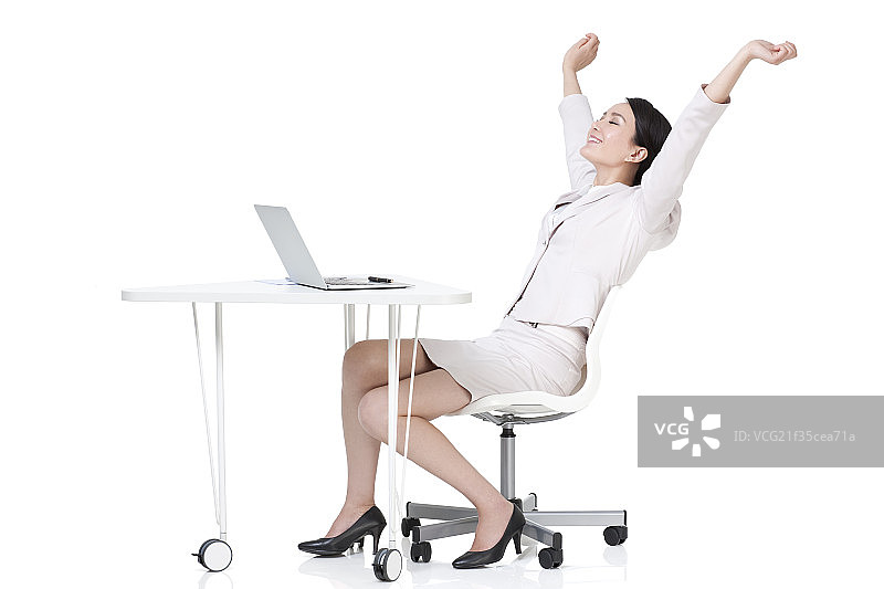办公室白领伸懒腰图片素材