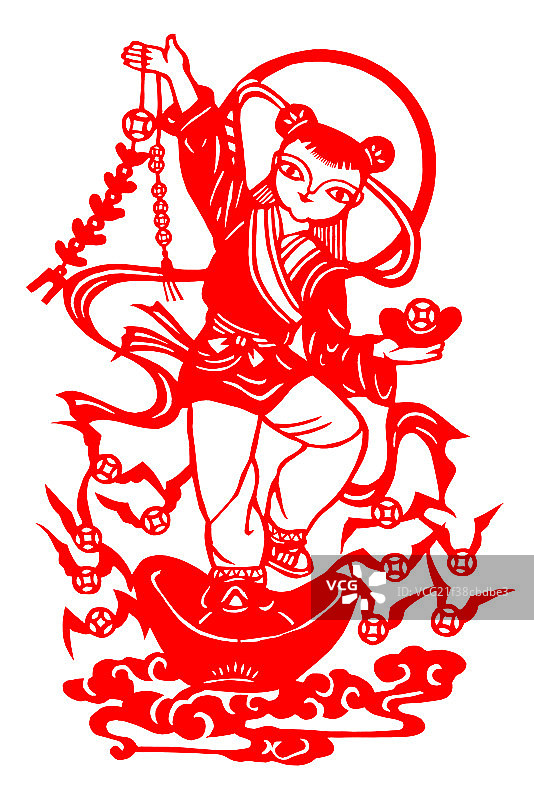 招财进宝剪纸图片素材